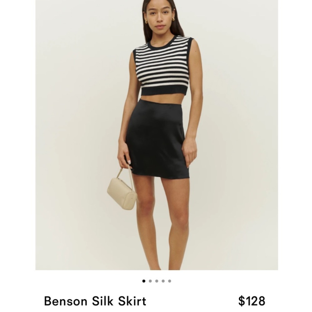 COPY - Reformation Black Silk Benson Skirt | Size 8